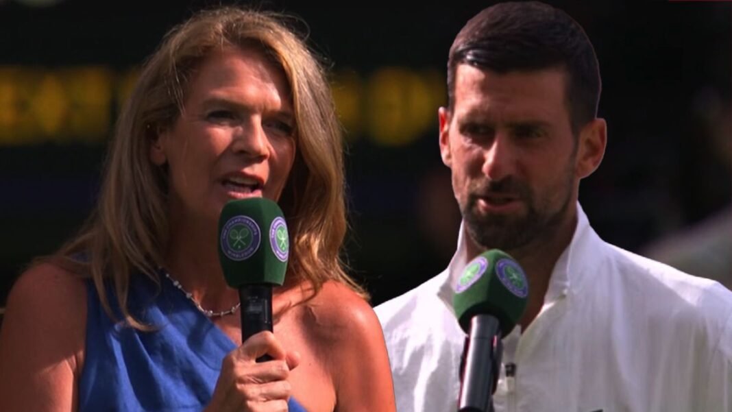 “Novak Djokovic Apologizes to Annabel Croft During Wimbledon Win”