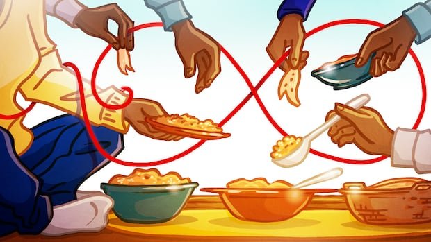 “Reviving Tradition: Family Dinners on Beige Mat Unite Cultures”